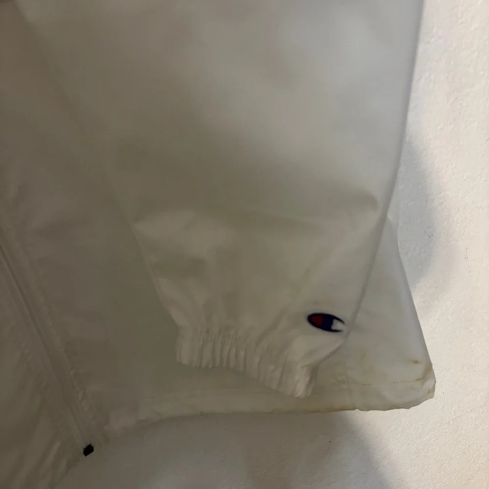 Champion Mens White Full Zip Hooded Windbreaker Jacket V1015‎ Large